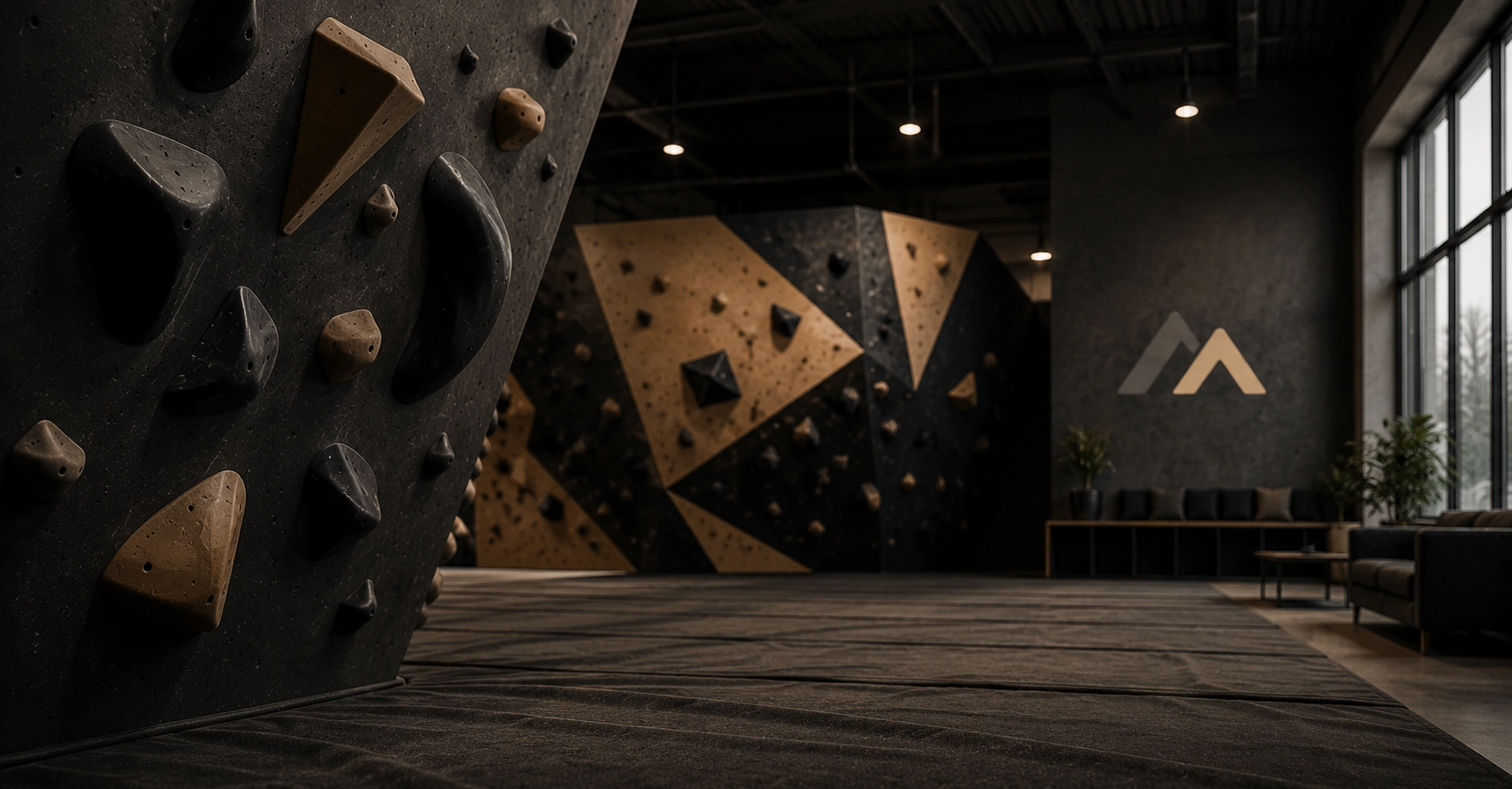 Boulderer looking at wall
