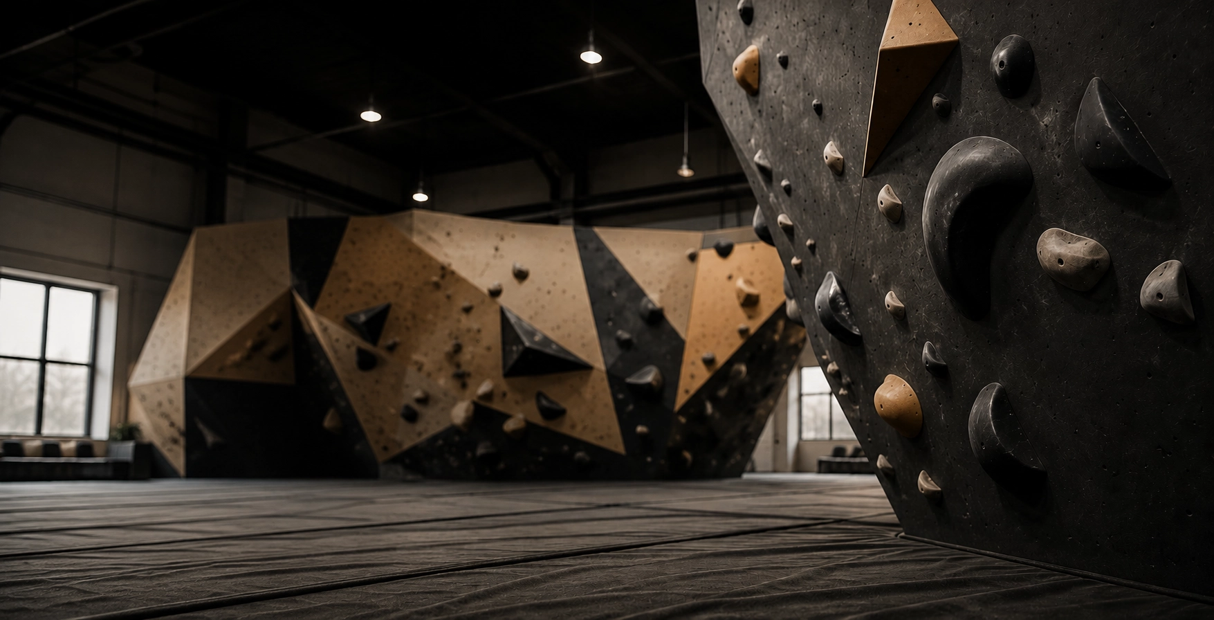 Massive moody modern bouldering gym