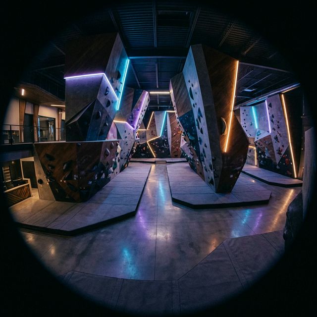 Massive moody modern bouldering gym